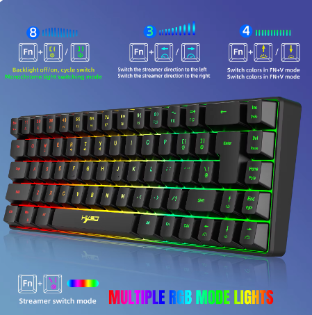 HXSJ V200 Wired K68 RGB Streamer Mini Gaming Keyboard