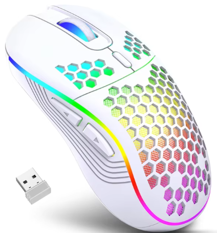 2.4G Wireless Gaming Mouse RGB Lighting Charging Mouse with Adjustable DPI Ergonomic Honeycomb Design for Desktop Laptop