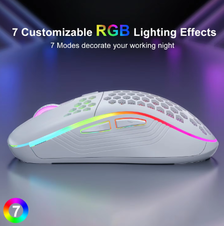 2.4G Wireless Gaming Mouse RGB Lighting Charging Mouse with Adjustable DPI Ergonomic Honeycomb Design for Desktop Laptop